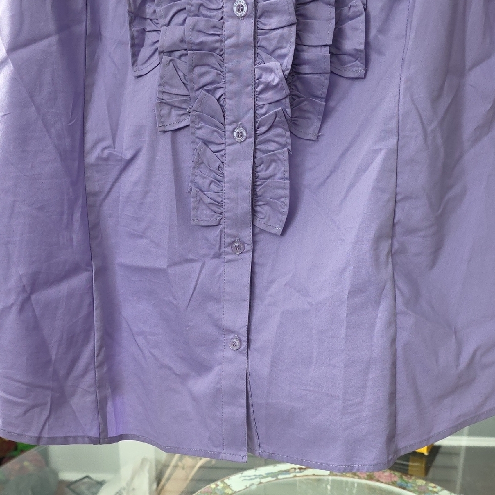 Ashley Stewart Lavender Sleeveless Ruffle Blouse - Picture 8 of 8